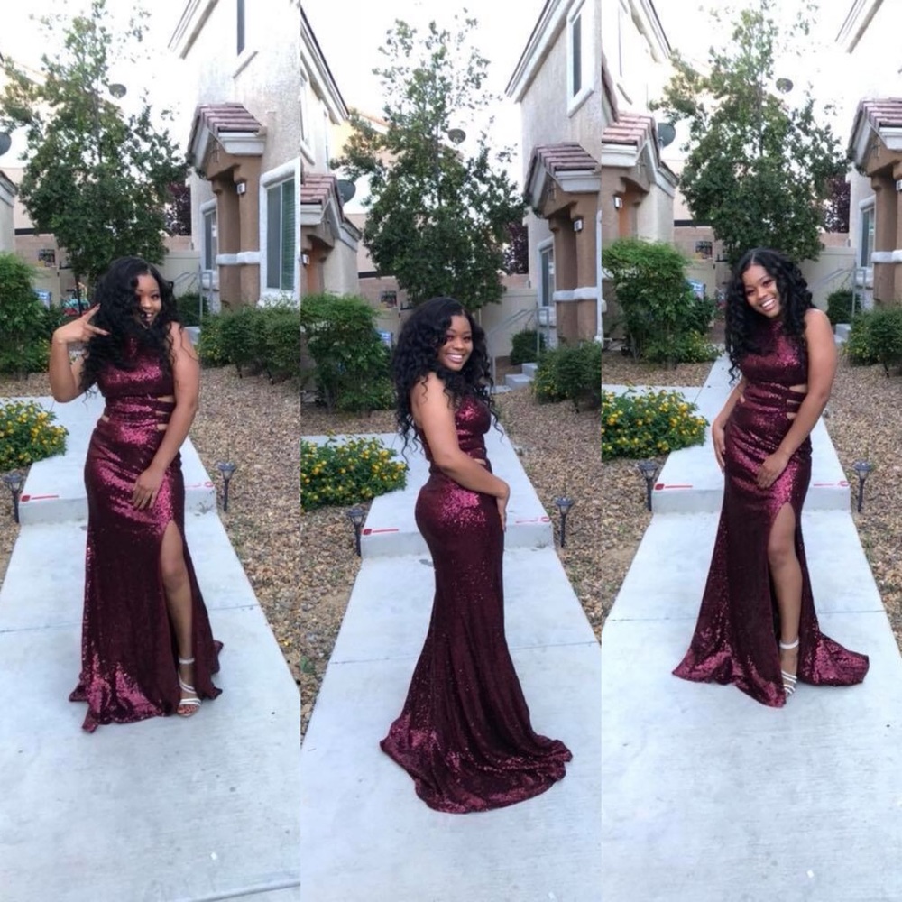 Beautiful Burgundy Elizabeth K Sequined Gown